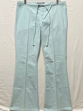 Vintage Y2K Juicy Couture Jeans Mint Blue Pintuck Drawstring Flare Jeans - 32